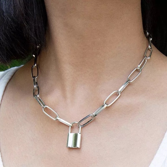 l a s t   one | silver chain lock necklace β§ - Picture 3 of 5